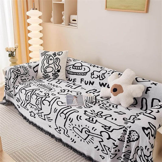 Single-Tone Graffiti Couch Cover